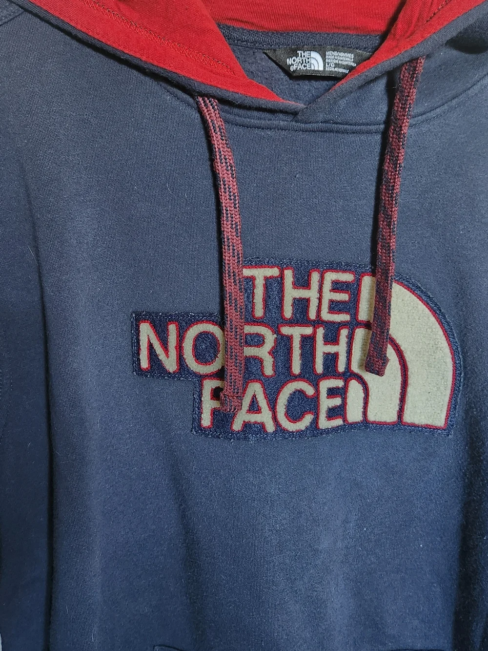 The North Face Navy Pullover Hoodie with Red Lined Hood